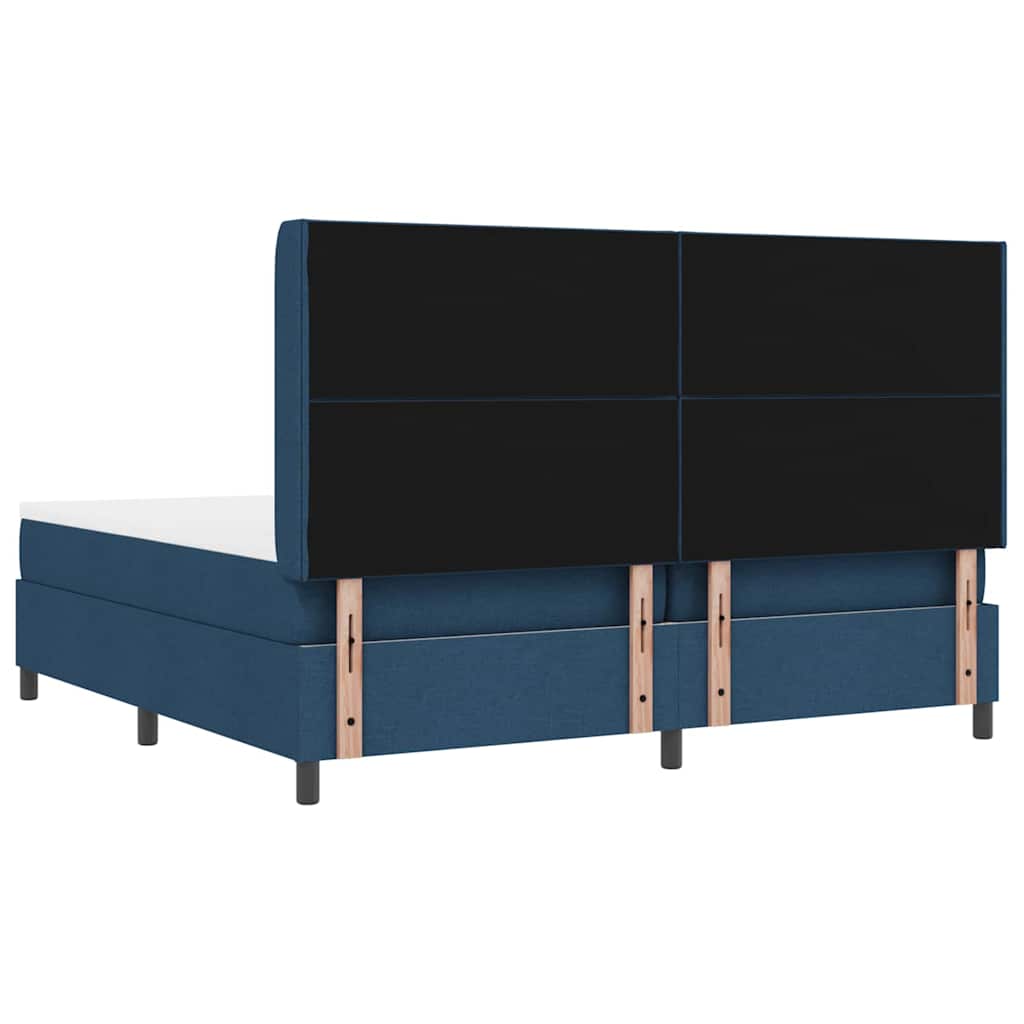 Postel S Boxspringem S Polštářem Modrá 200 X 200 Cm Textil