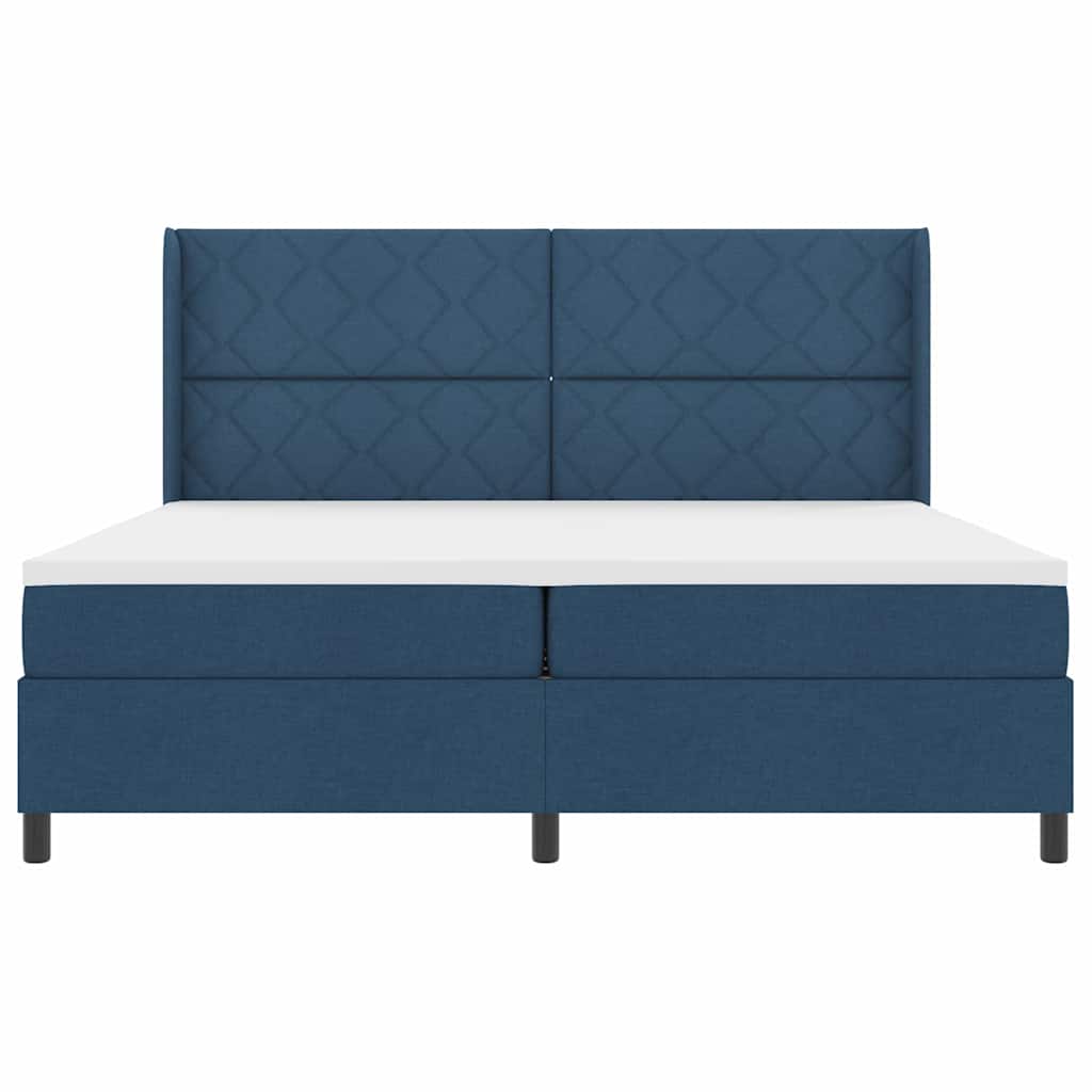 Postel S Boxspringem S Polštářem Modrá 200 X 200 Cm Textil