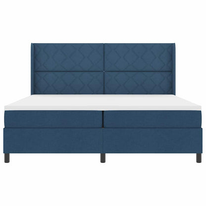 Postel S Boxspringem S Polštářem Modrá 200 X 200 Cm Textil