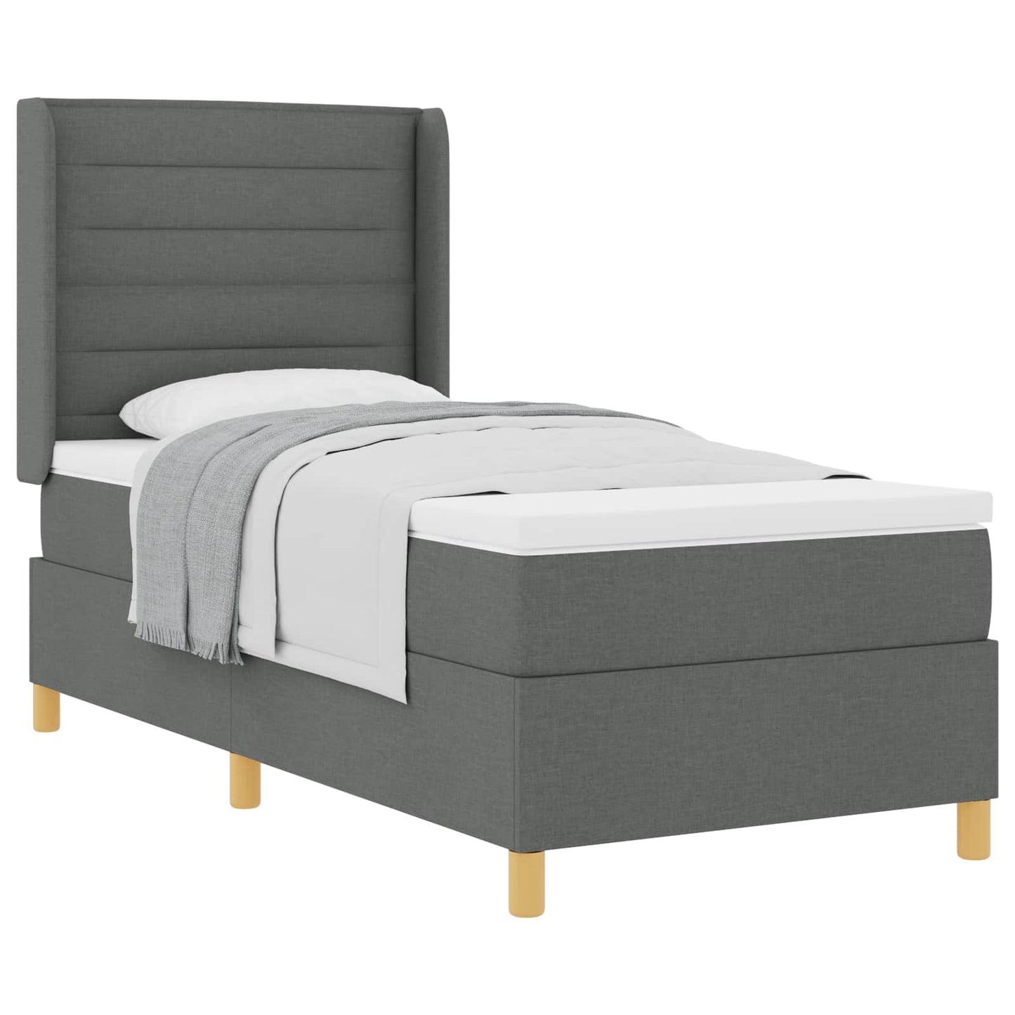 Postel S Boxspringem S Matrací Tmavě Šedá 90 X 190 Cm Textil
