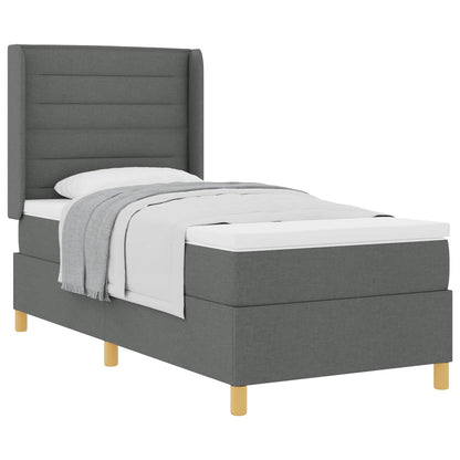 Postel S Boxspringem S Matrací Tmavě Šedá 90 X 190 Cm Textil