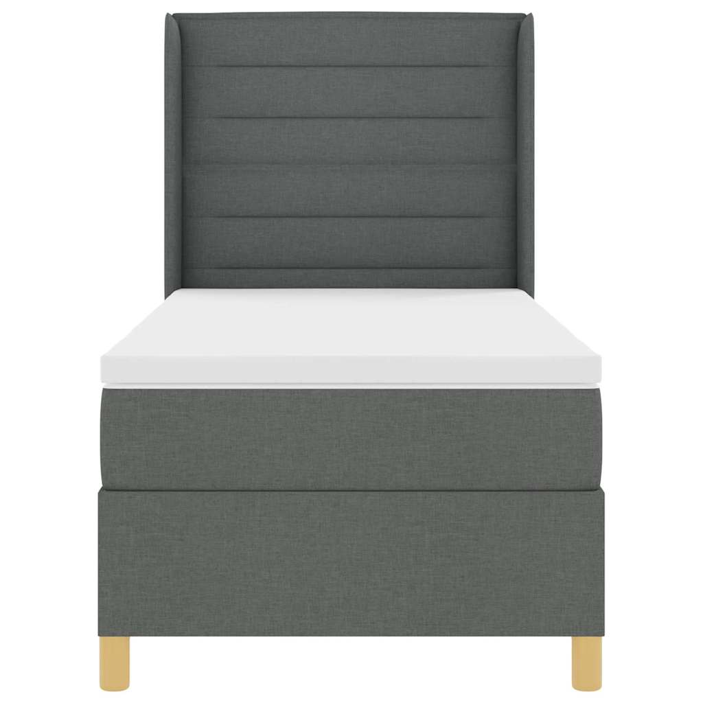 Postel S Boxspringem S Matrací Tmavě Šedá 90 X 190 Cm Textil