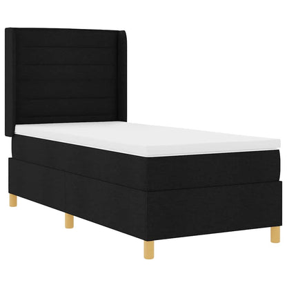 Postel S Boxspringem S Matrací S Čelo Černá 90 X 190 Cm Textil