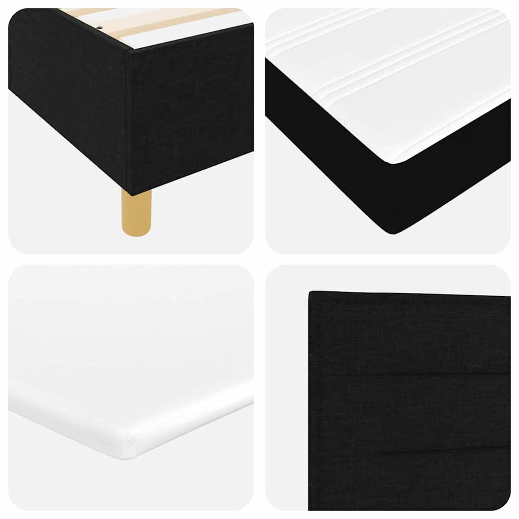 Postel S Boxspringem S Matrací S Čelo Černá 90 X 200 Cm Textil