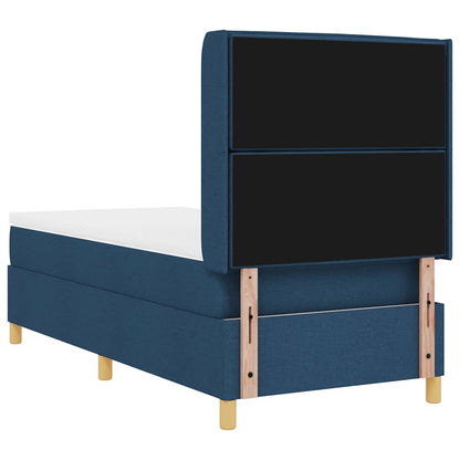 Postel S Boxspringem S Matrací S Čelo Modrá 90 X 200 Cm Textil