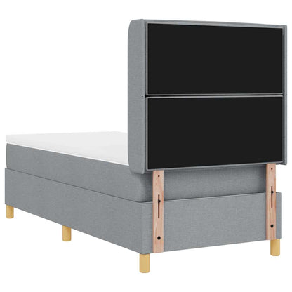 Postel S Boxspringem S Čelo Světle Šedá 100 X 200 Cm Textil