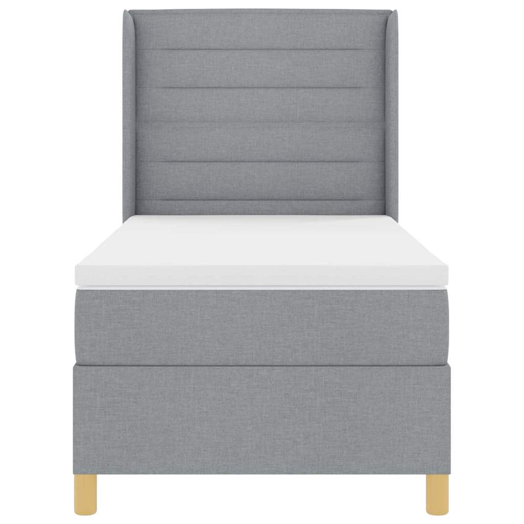 Postel S Boxspringem S Čelo Světle Šedá 100 X 200 Cm Textil