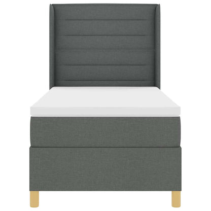 Postel S Boxspringem S Matrací Tmavě Šedá 100 X 200 Cm Textil