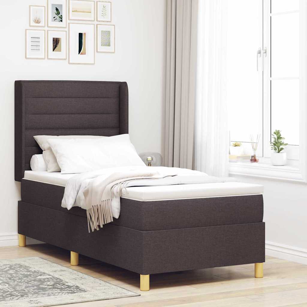 Postel S Boxspringem S Matrací Tmavě Hnědá 100 X 200 Cm Textil
