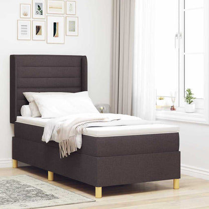 Postel S Boxspringem S Matrací Tmavě Hnědá 100 X 200 Cm Textil