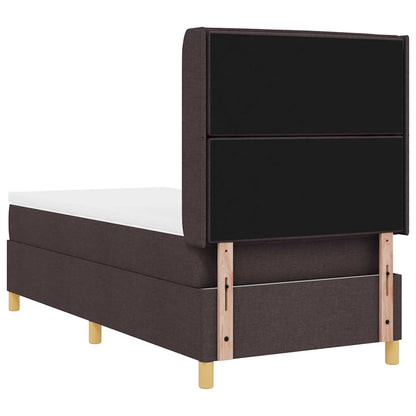Postel S Boxspringem S Matrací Tmavě Hnědá 100 X 200 Cm Textil