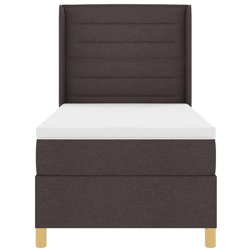 Postel S Boxspringem S Matrací Tmavě Hnědá 100 X 200 Cm Textil
