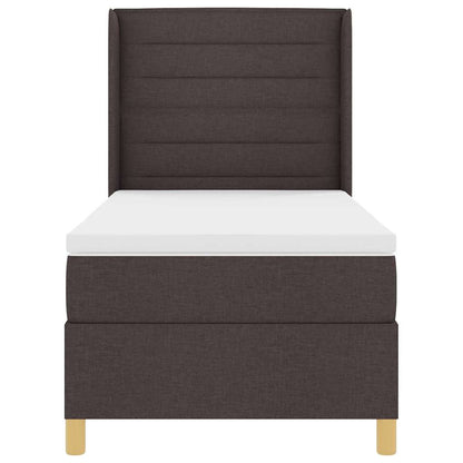 Postel S Boxspringem S Matrací Tmavě Hnědá 100 X 200 Cm Textil