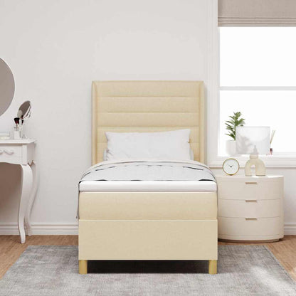 Postel S Boxspringem S Matrací Krémová 100 X 200 Cm Textil