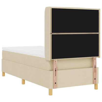 Postel S Boxspringem S Matrací Krémová 100 X 200 Cm Textil