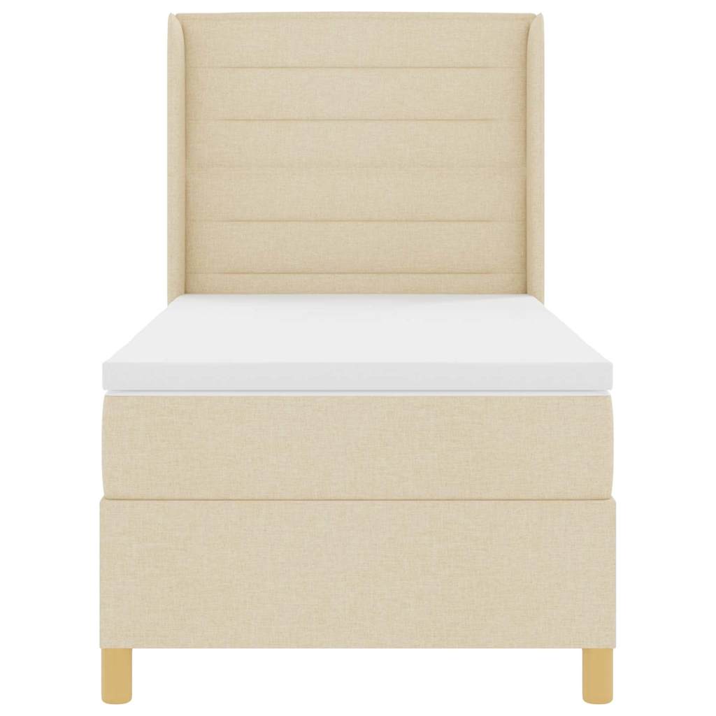 Postel S Boxspringem S Matrací Krémová 100 X 200 Cm Textil
