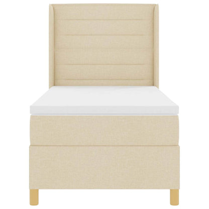 Postel S Boxspringem S Matrací Krémová 100 X 200 Cm Textil