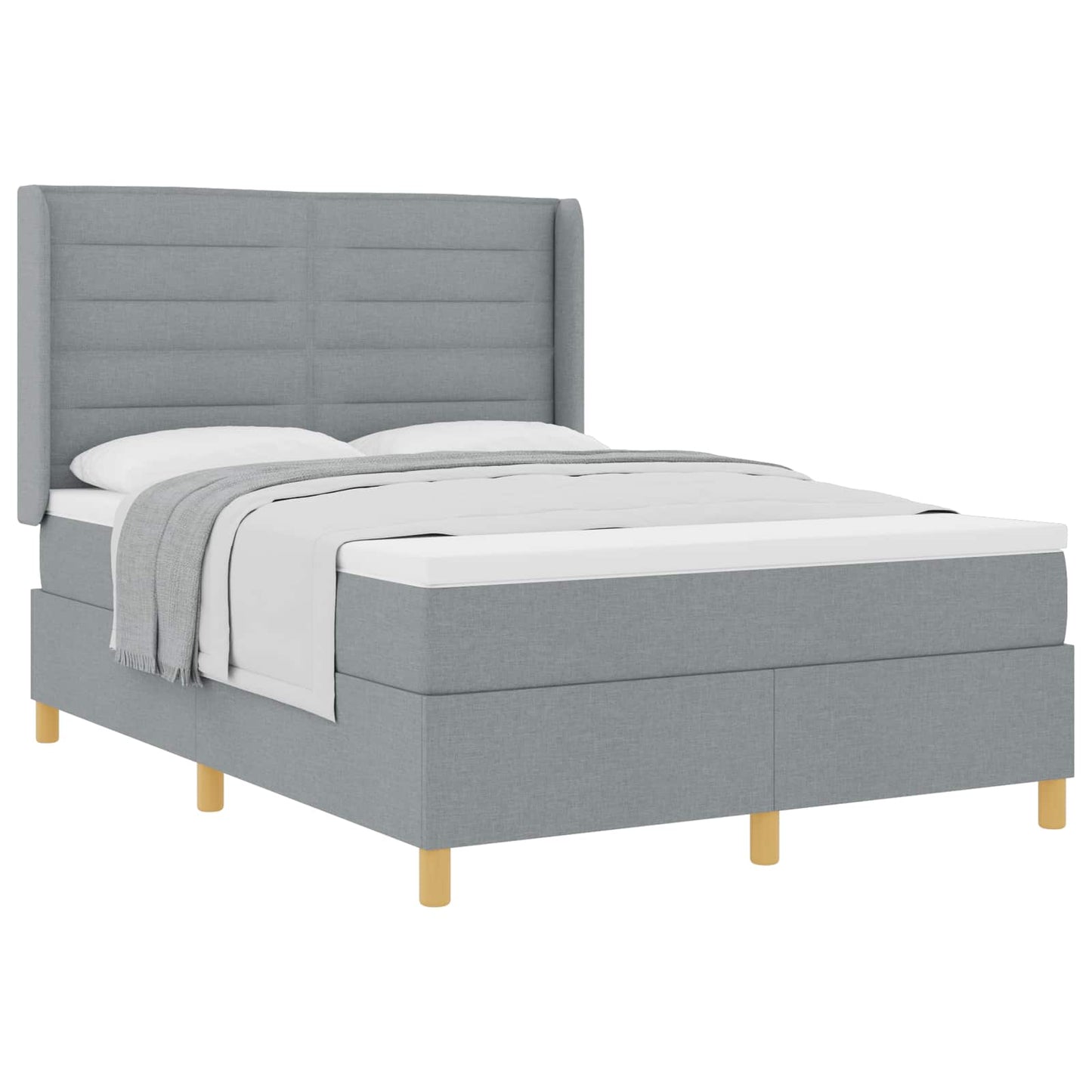 Postel S Boxspringem S Matrací Světle Šedá 140 X 190 Cm Textil