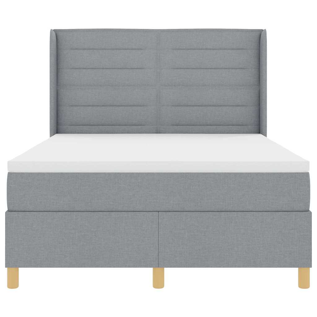 Postel S Boxspringem S Matrací Světle Šedá 140 X 190 Cm Textil