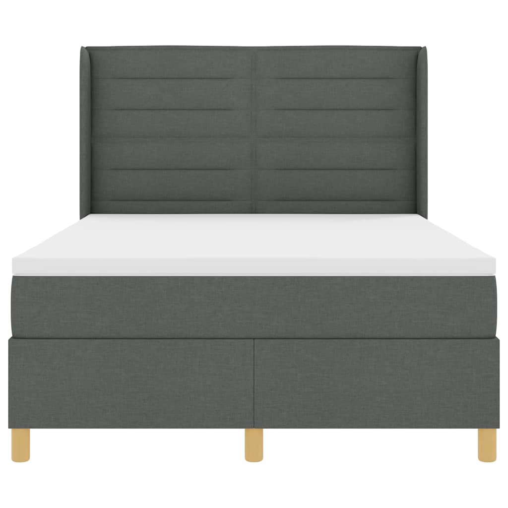 Postel S Boxspringem S Matrací Tmavě Šedá 140 X 190 Cm Textil