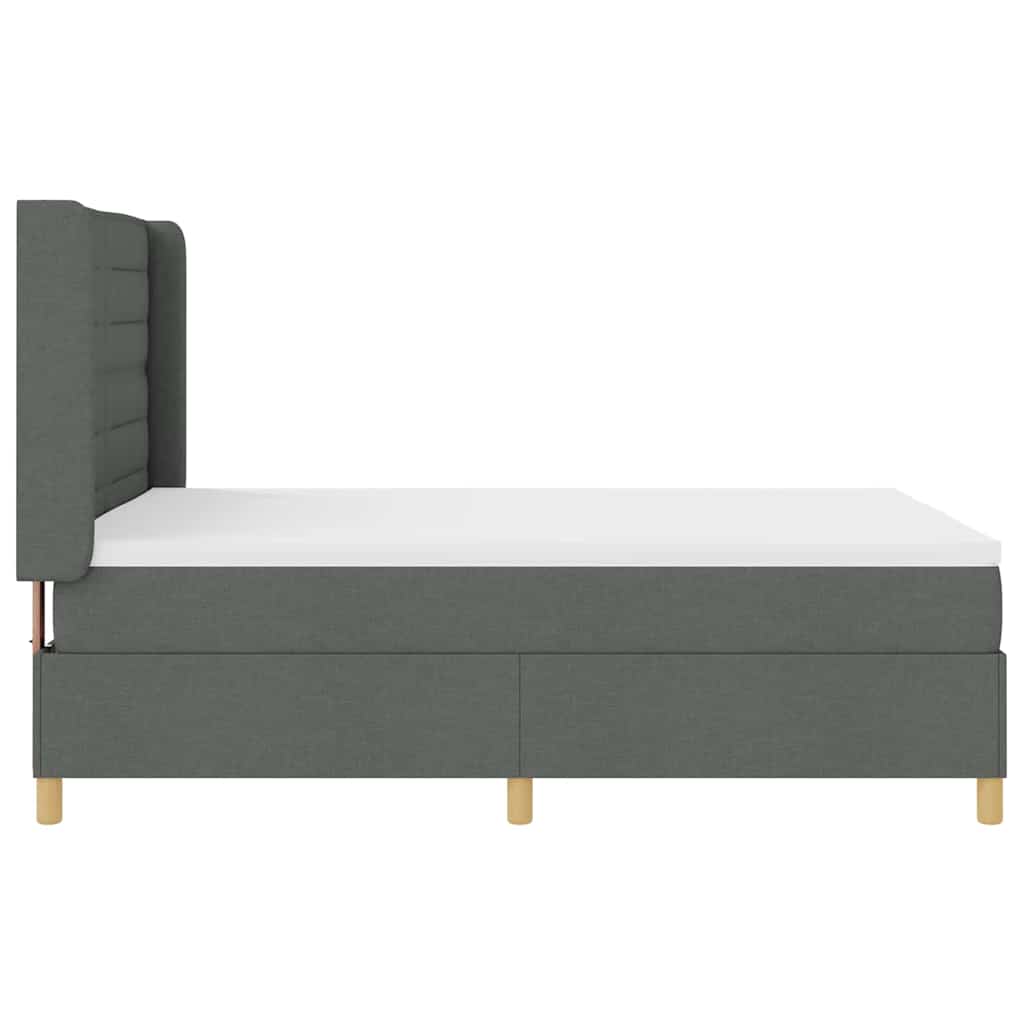 Postel S Boxspringem S Matrací Tmavě Šedá 140 X 190 Cm Textil