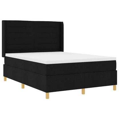 Postel S Boxspringem S Matrací S Čelo Černá 140 X 190 Cm Textil