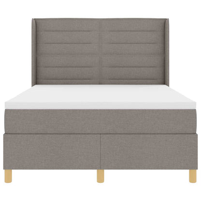 Postel S Boxspringem S Matrací S Čelo Taupe 140 X 190 Cm Textil