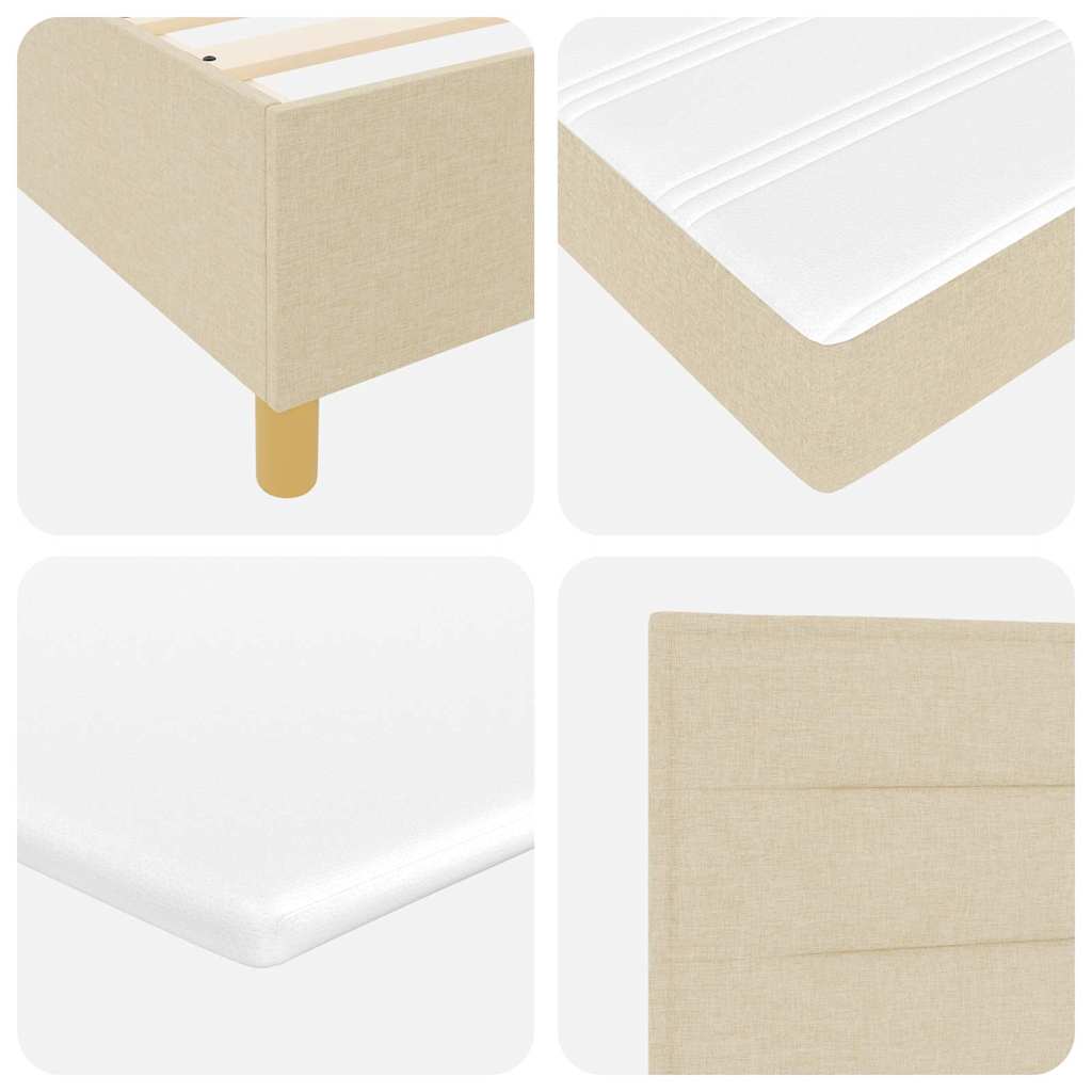 Postel S Boxspringem S Matrací Krémová 140 X 190 Cm Textil