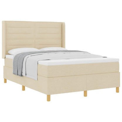 Postel S Boxspringem S Matrací Krémová 140 X 190 Cm Textil
