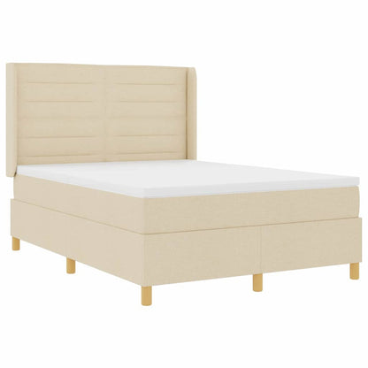 Postel S Boxspringem S Matrací Krémová 140 X 190 Cm Textil