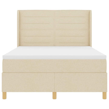 Postel S Boxspringem S Matrací Krémová 140 X 190 Cm Textil