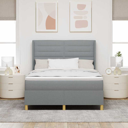 Postel S Boxspringem S Matrací Světle Šedá 140 X 200 Cm Textil