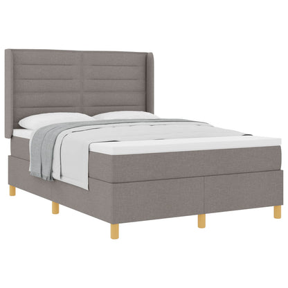 Postel S Boxspringem S Matrací S Čelo Taupe 140 X 200 Cm Textil