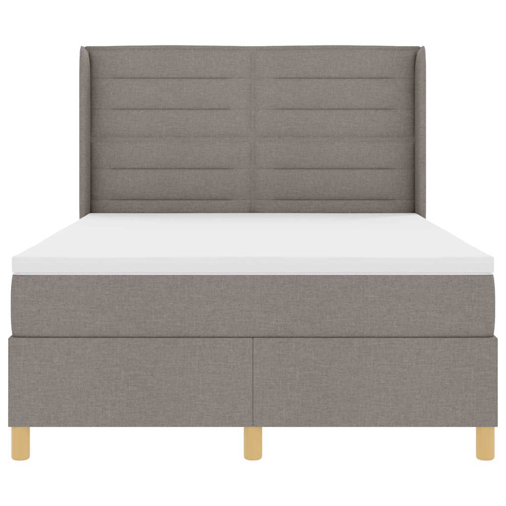 Postel S Boxspringem S Matrací S Čelo Taupe 140 X 200 Cm Textil