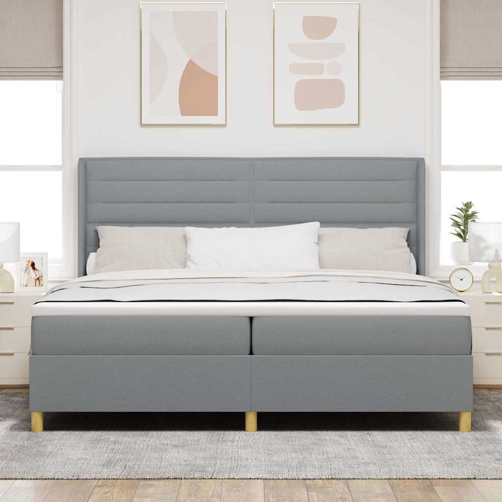 Postel S Boxspringem S Matrací Světle Šedá 200 X 200 Cm Textil