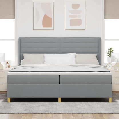 Postel S Boxspringem S Matrací Světle Šedá 200 X 200 Cm Textil