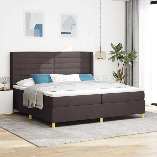Postel S Boxspringem S Matrací Tmavě Hnědá 200 X 200 Cm Textil