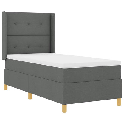 Postel S Boxspringem S Čelo Tmavě Šedá 80 X 200 Cm Textil