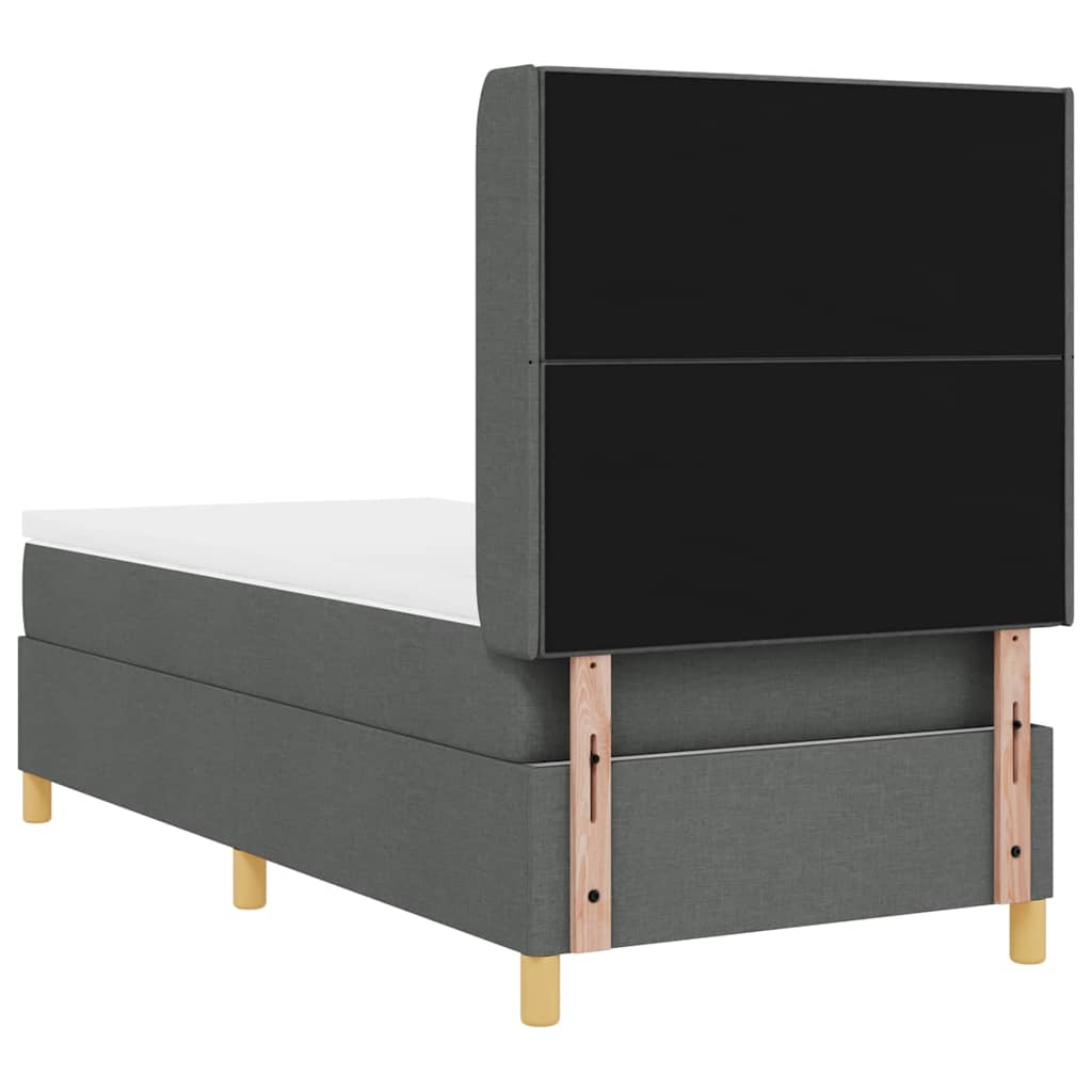 Postel S Boxspringem S Čelo Tmavě Šedá 80 X 200 Cm Textil
