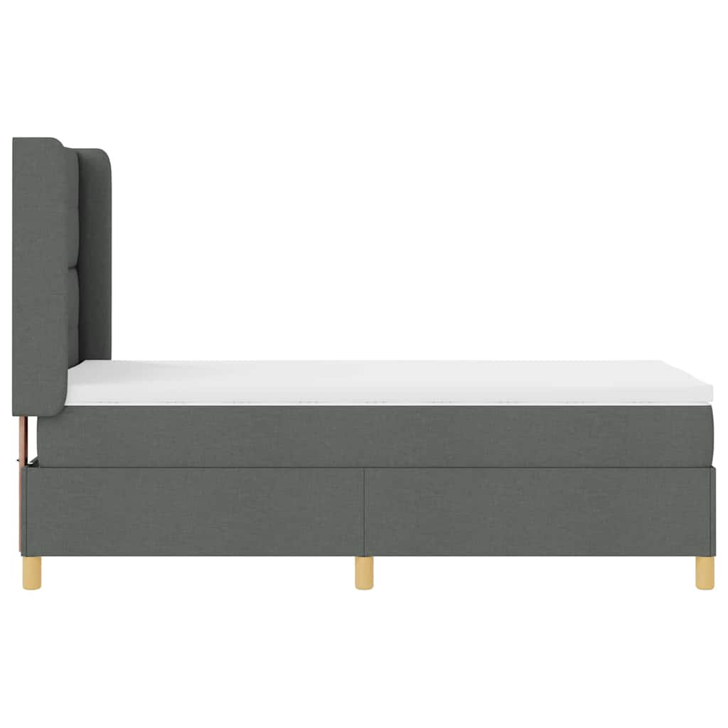 Postel S Boxspringem S Čelo Tmavě Šedá 80 X 200 Cm Textil