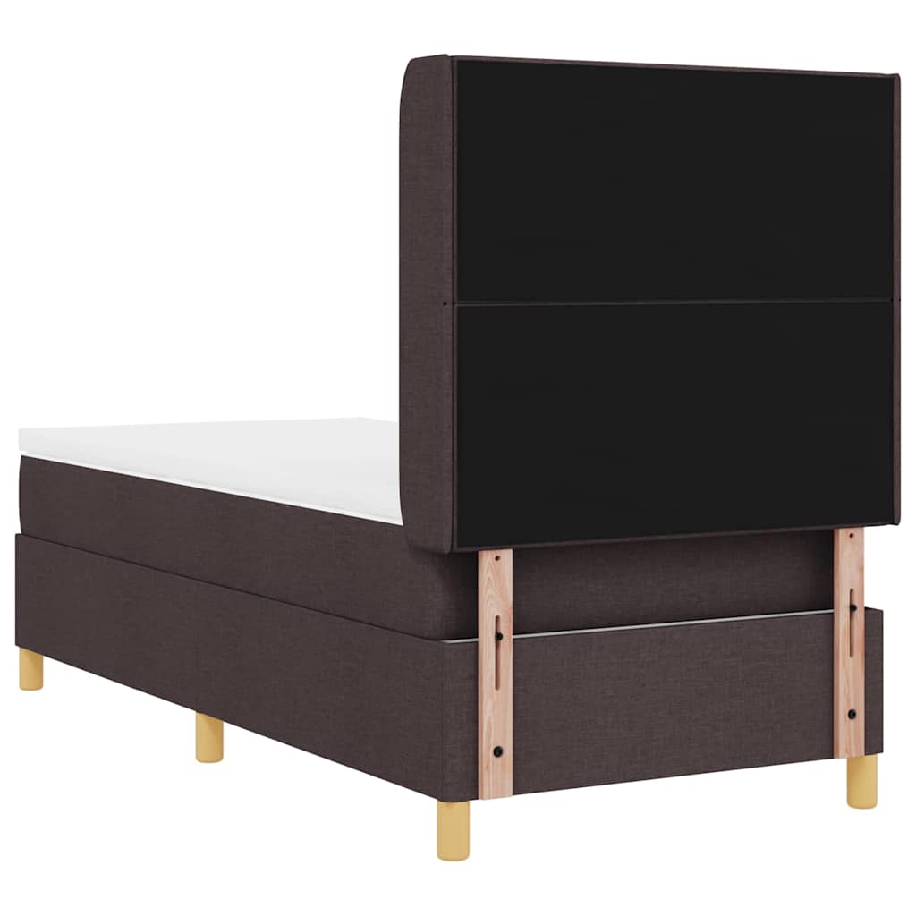 Postel S Boxspringem S Čelo Tmavě Hnědá 80 X 200 Cm Textil