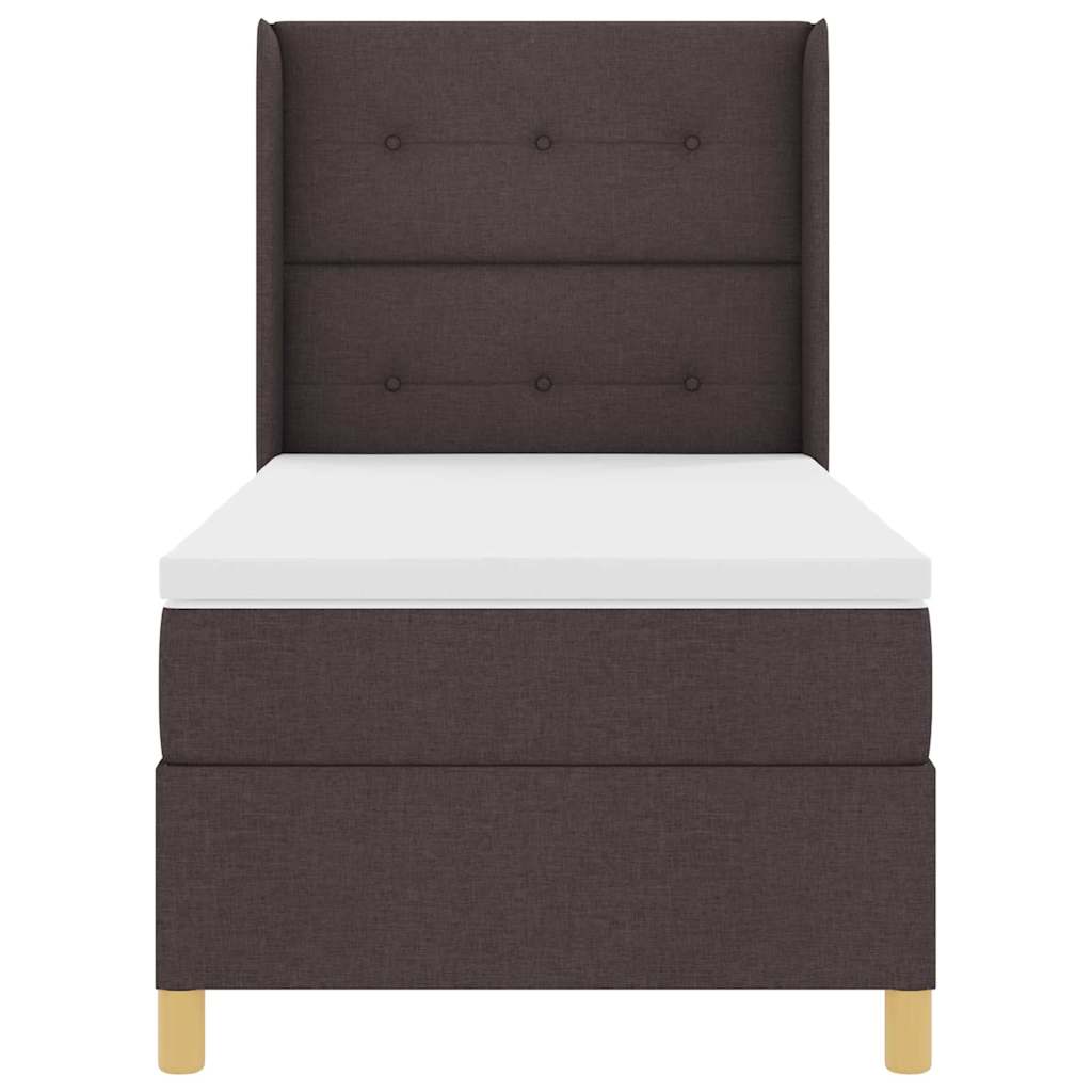 Postel S Boxspringem S Čelo Tmavě Hnědá 80 X 200 Cm Textil