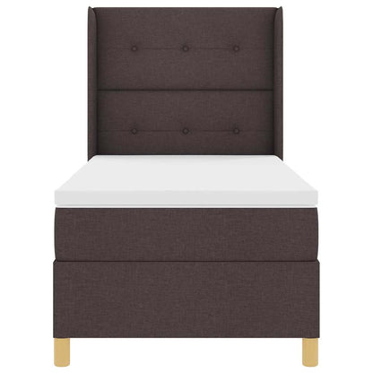 Postel S Boxspringem S Čelo Tmavě Hnědá 80 X 200 Cm Textil
