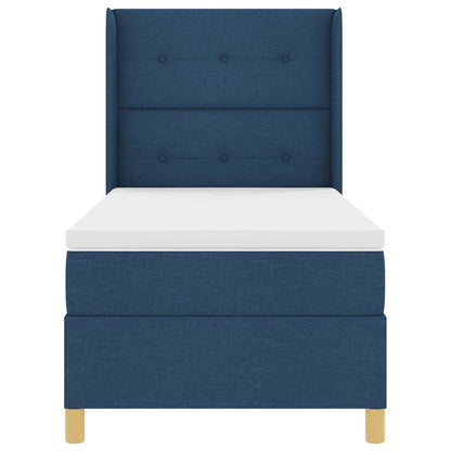 Postel S Boxspringem S Čelo Modrá 80 X 200 Cm Textil