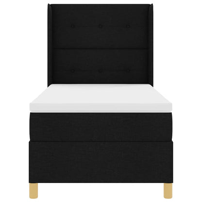 Postel S Boxspringem S Čelo Černá 90 X 190 Cm Textil