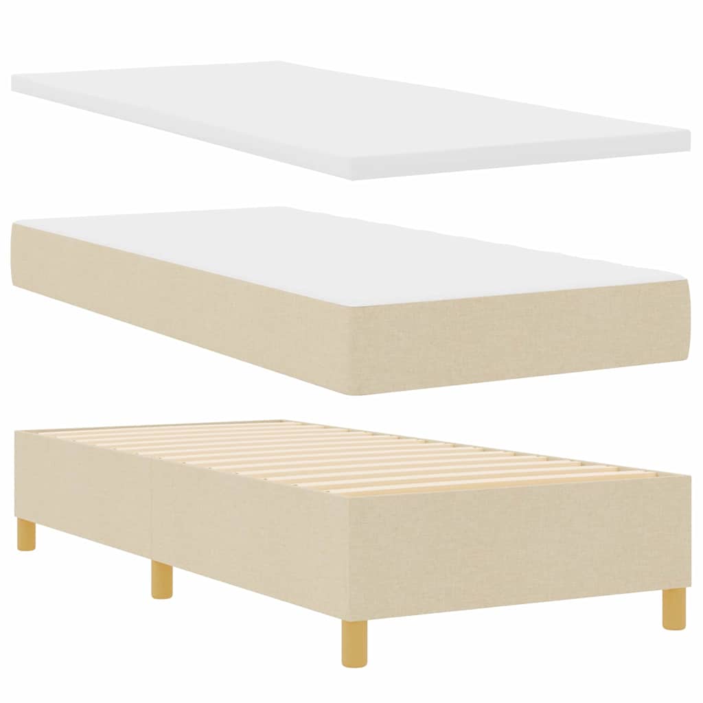 Postel S Boxspringem S Čelo Krémová 90 X 190 Cm Textil