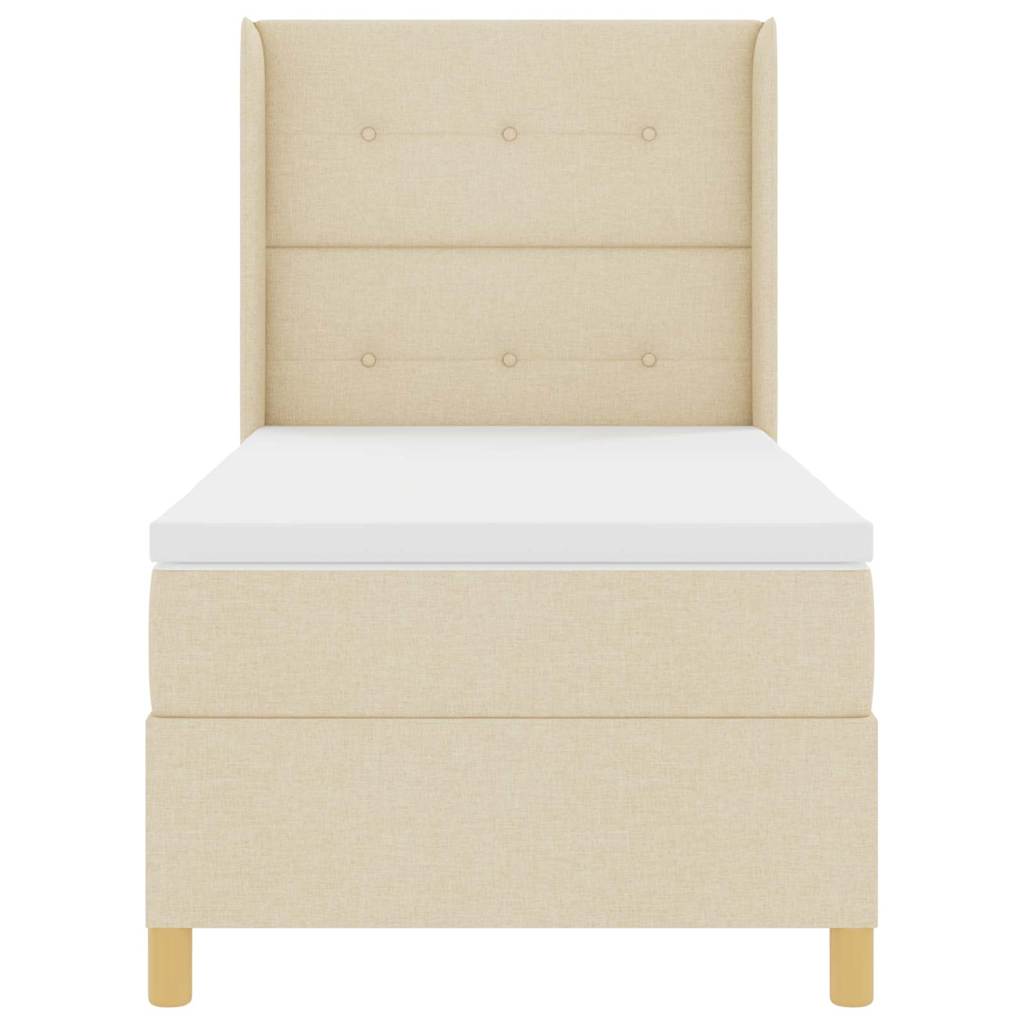 Postel S Boxspringem S Čelo Krémová 90 X 190 Cm Textil