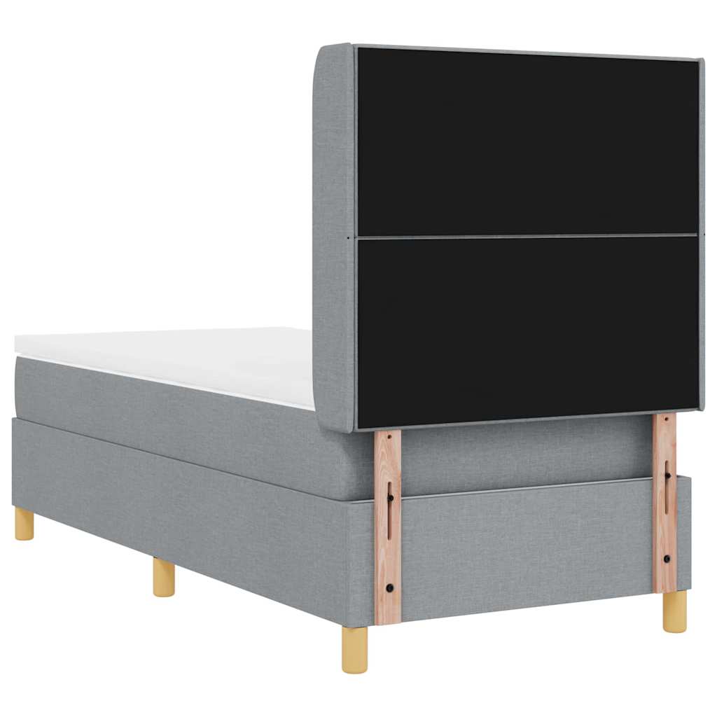 Postel S Boxspringem S Čelo Světle Šedá 90 X 200 Cm Textil