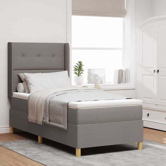 Postel S Boxspringem S Čelo Taupe 100 X 200 Cm Textil