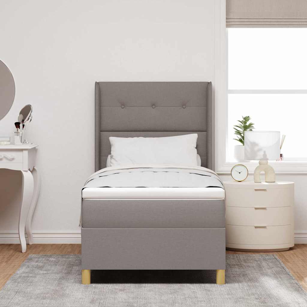 Postel S Boxspringem S Čelo Taupe 100 X 200 Cm Textil